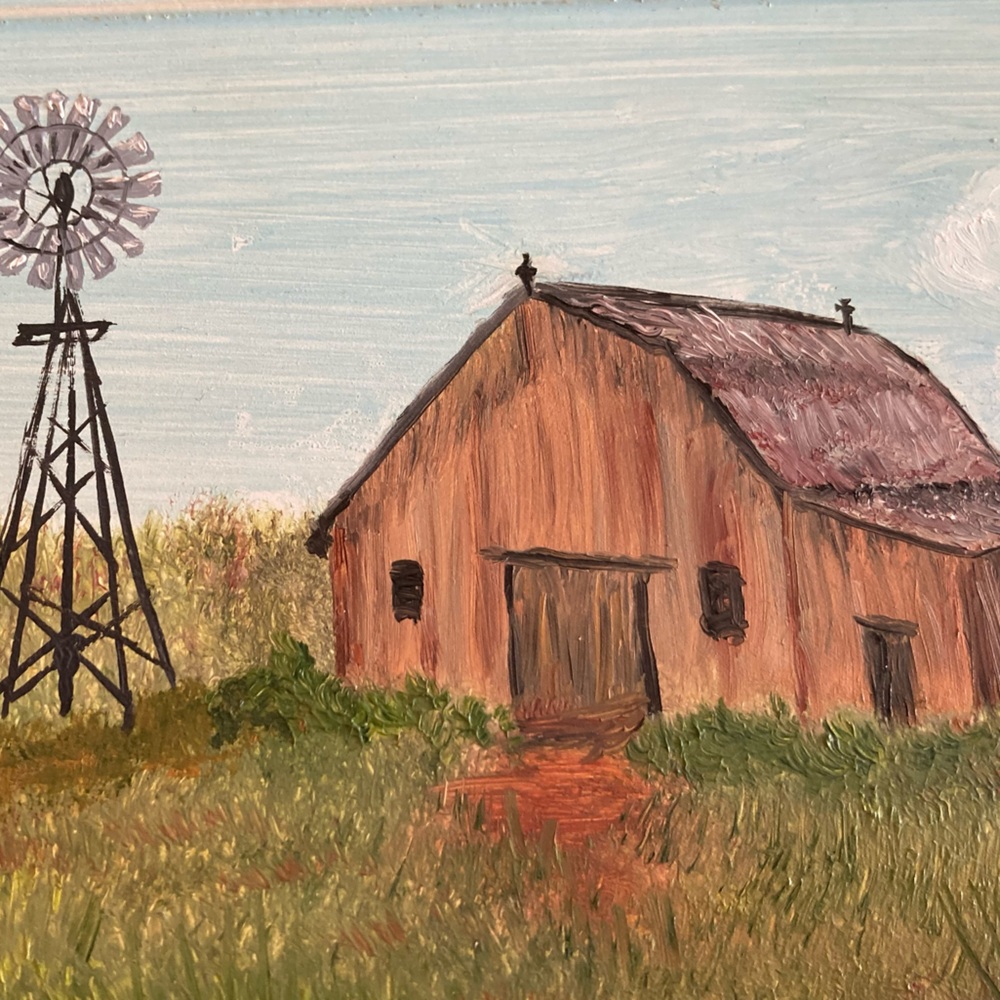 “Autumn Day” hand painted scene